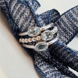 14K Gold Blue Topaz Stacking Rings